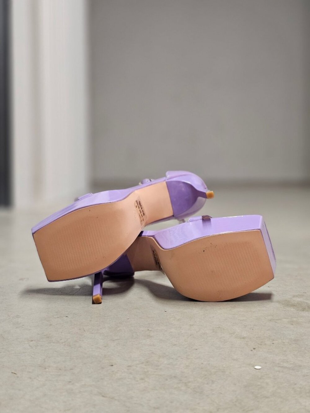 Lilac Platform Stiletto Heels With Ankle Strap Patent Finish - Picture 10 of 16